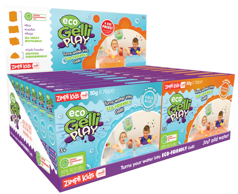 Childrens Sensory Bath Toy 1 x Eco Gelli Play Aqua 1 x Eco Gelli Play Orange & 1 x Eco Slime Play Green Certified Biodegradable 3 x Eco Play Bundle from Zimpli Kids 